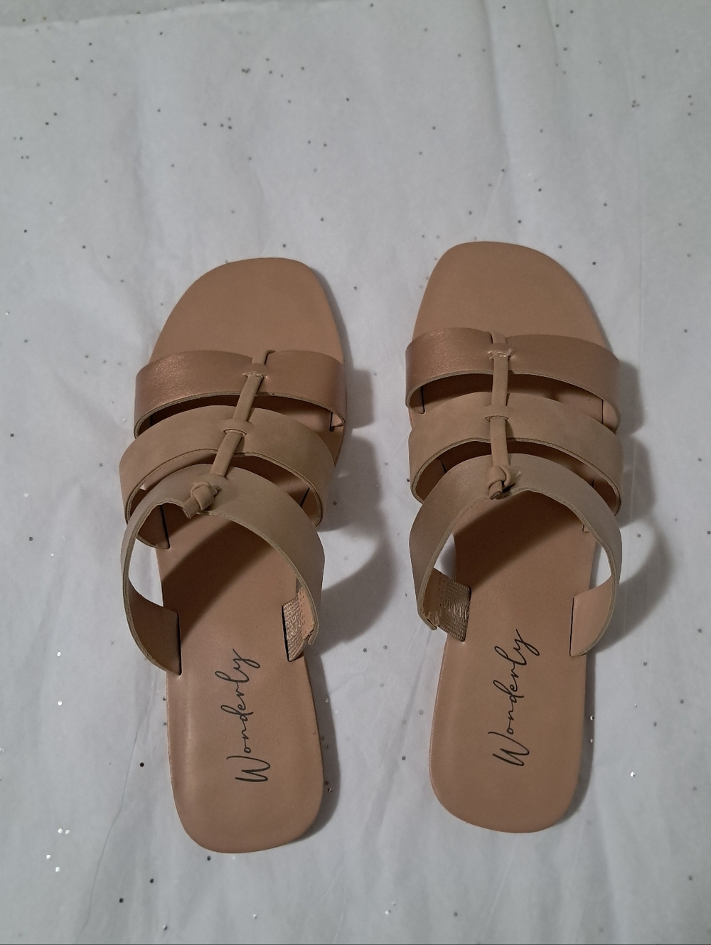 Wonderly Women’s Neutral Strappy Slide Sandals - Beige/rose Sz. 8M